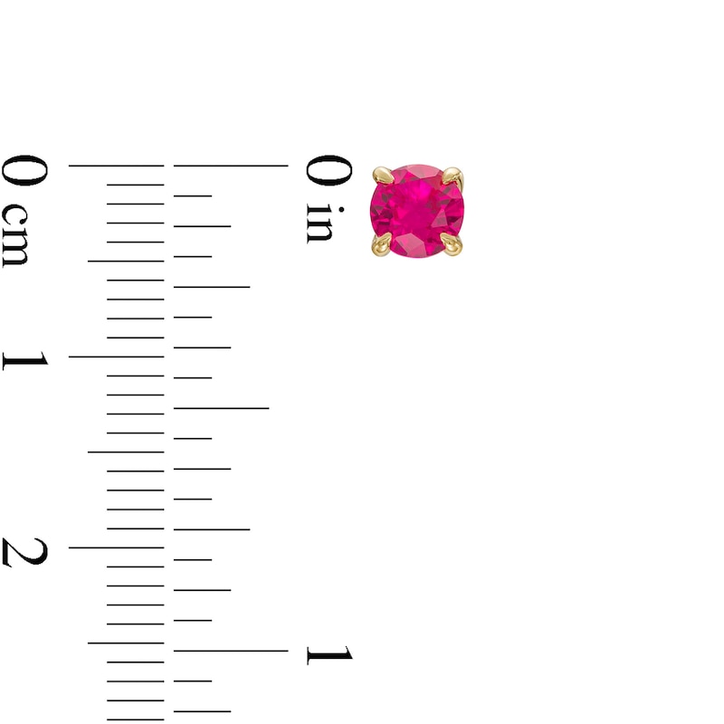 Main Image 3 of 5.0mm Lab-Created Ruby Solitaire Stud Earrings in 10K Gold
