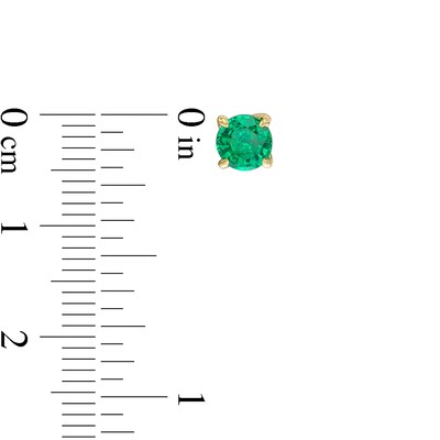 5.0mm Lab-Created Emerald Solitaire Stud Earrings in 10K Gold