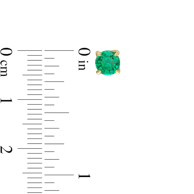 Main Image 3 of 5.0mm Lab-Created Emerald Solitaire Stud Earrings in 10K Gold