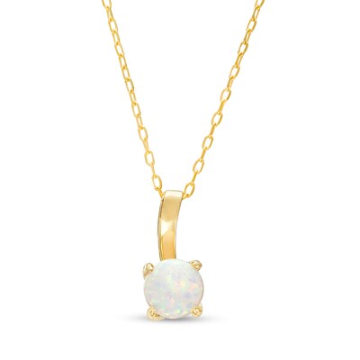 6.0mm Lab-Created Opal Solitaire Drop Pendant in 10K Gold
