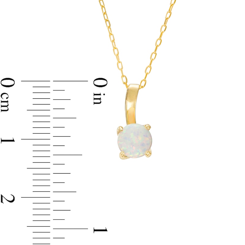 Main Image 3 of 6.0mm Lab-Created Opal Solitaire Drop Pendant in 10K Gold