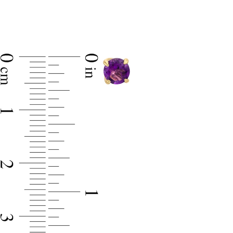 Main Image 3 of 5.0mm Amethyst Solitaire Stud Earrings in 10K Gold
