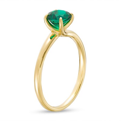 6.0mm Lab-Created Emerald Solitaire Bypass Ring in 10K Gold