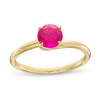 Thumbnail Image 0 of 6.0mm Lab-Created Ruby Solitaire Bypass Ring in 10K Gold