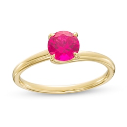 6.0mm Lab-Created Ruby Solitaire Bypass Ring in 10K Gold