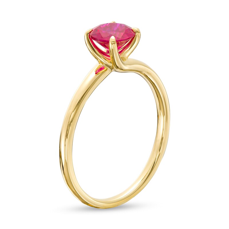 Main Image 3 of 6.0mm Lab-Created Ruby Solitaire Bypass Ring in 10K Gold