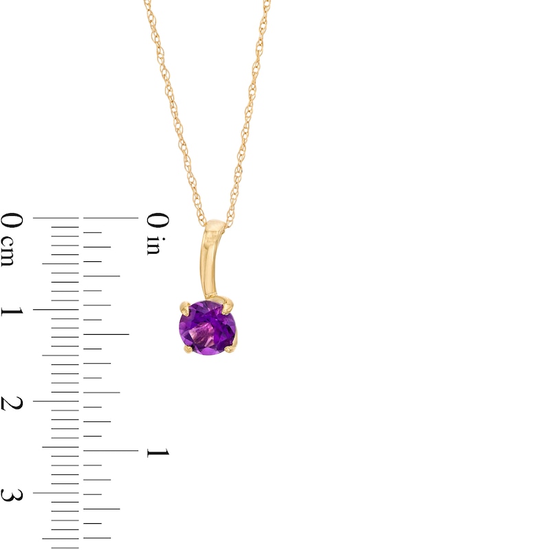Main Image 3 of 6.0mm Amethyst Solitaire Drop Pendant in 10K Gold