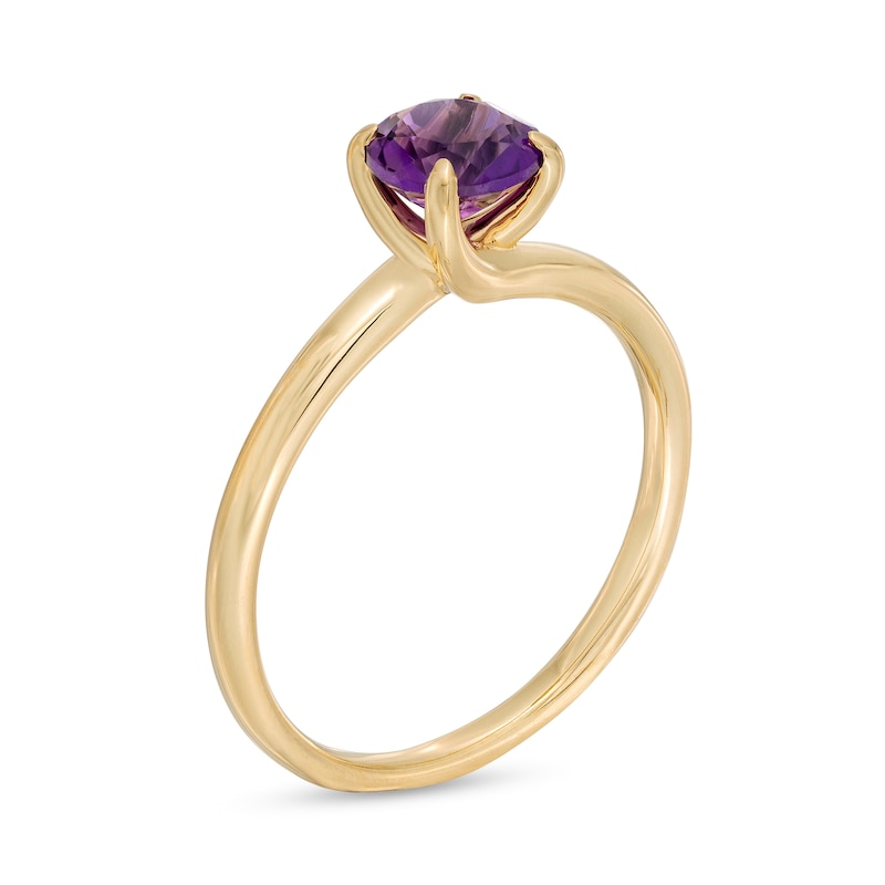 6.0mm Amethyst Solitaire Bypass Ring in 10K Gold