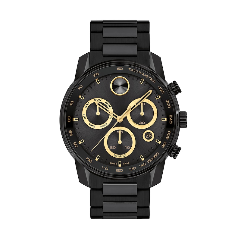 Men's Movado Bold® Verso Black IP Chronograph Watch with Black Dial (Model: 3600906)