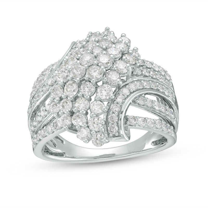 2.00 CT. T.W. Multi-Diamond Multi-Row Ring in 10K White Gold|Peoples Jewellers