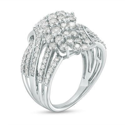 2.00 CT. T.W. Multi-Diamond Multi-Row Ring in 10K White Gold