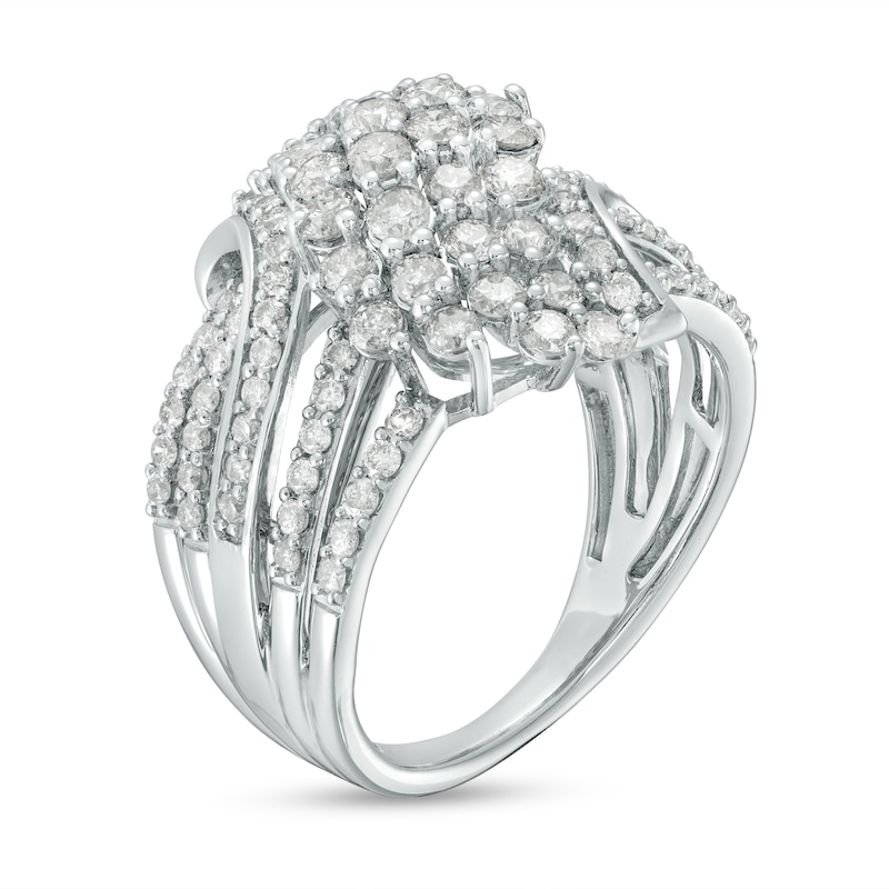 Main Image 3 of 2.00 CT. T.W. Multi-Diamond Multi-Row Ring in 10K White Gold