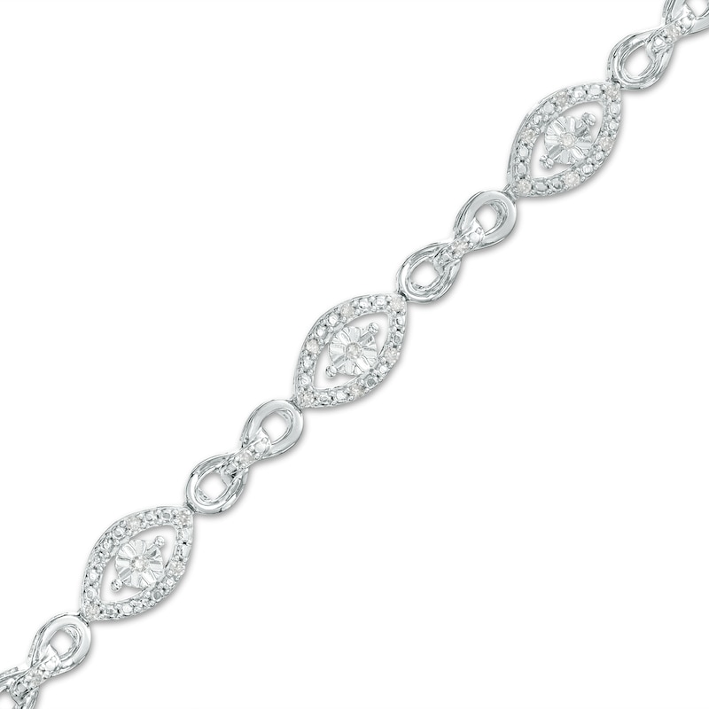 0.25 CT. T.W. Diamond Alternating Marquise Frame and Infinity Line Bracelet in Sterling Silver – 7.5"