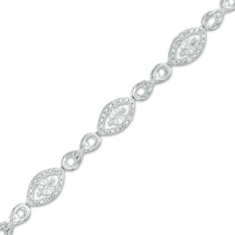 0.25 CT. T.W. Diamond Alternating Marquise Frame and Infinity Line Bracelet in Sterling Silver – 7.5"|Peoples Jewellers