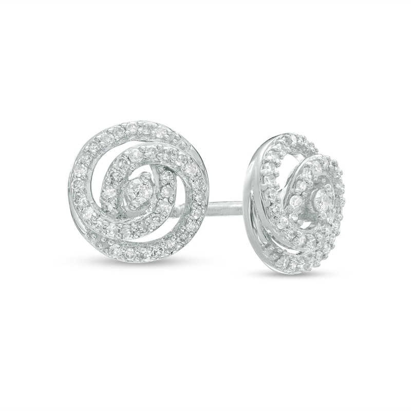0.15 CT. T.W. Diamond Spiral Crossover Stud Earrings in 10K White Gold
