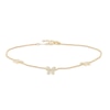 Thumbnail Image 0 of 0.13 CT. T.W. Diamond Butterfly Station Anklet in 10K Gold – 10"