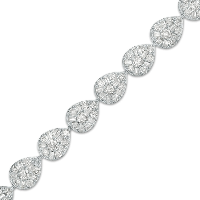 Main Image 1 of 4.00 CT. T.W. Pear-Shaped Multi-Diamond Sideways Line Bracelet in 10K White Gold – 7.5"