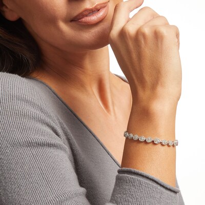 4.00 CT. T.W. Pear-Shaped Multi-Diamond Sideways Line Bracelet in 10K White Gold – 7.5"