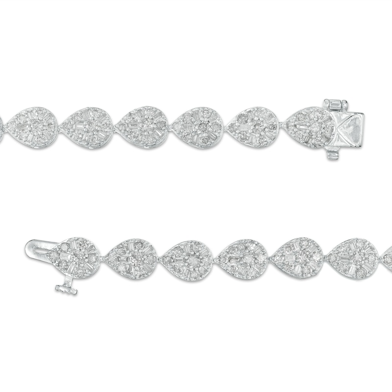 Main Image 3 of 4.00 CT. T.W. Pear-Shaped Multi-Diamond Sideways Line Bracelet in 10K White Gold – 7.5"
