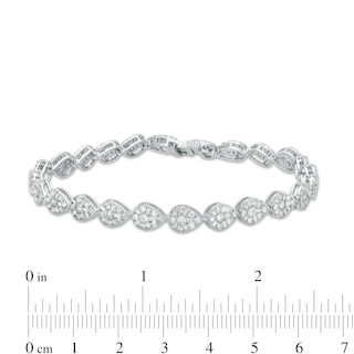 4.00 CT. T.W. Pear-Shaped Multi-Diamond Sideways Line Bracelet in 10K White Gold – 7.5"