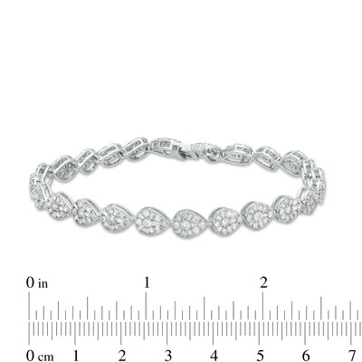 4.00 CT. T.W. Pear-Shaped Multi-Diamond Sideways Line Bracelet in 10K White Gold – 7.5"