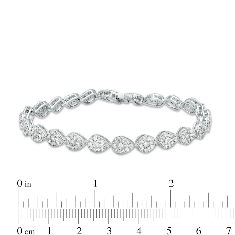 Main Image 4 of 4.00 CT. T.W. Pear-Shaped Multi-Diamond Sideways Line Bracelet in 10K White Gold – 7.5"