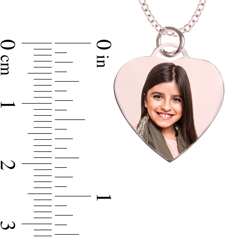 Main Image 3 of Small Engravable Photo Heart Pendant in 10K White, Yellow or Rose Gold (1 Image and 2 Lines)