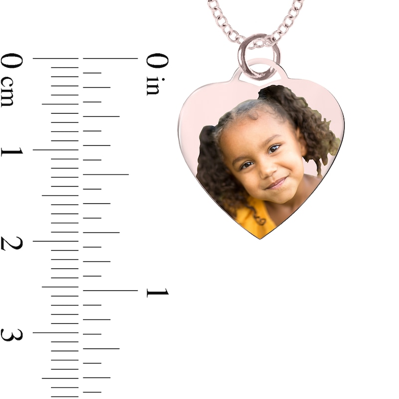 Main Image 4 of Small Engravable Photo Heart Pendant in 10K White, Yellow or Rose Gold (1 Image and 2 Lines)