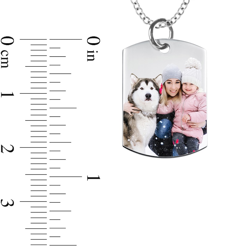 Main Image 4 of Medium Engravable Photo Dog Tag Pendant in 10K White, Yellow or Rose Gold (1 Image and 3 Lines)