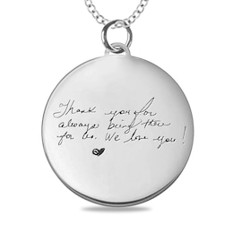 Engravable Your Own Handwriting Disc Pendant in Sterling Silver (1 Image and 4 Lines)