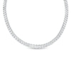 Thumbnail Image 1 of Cushion-Cut and Marquise White Lab-Created Sapphire Stacked Choker Necklace in Sterling Silver – 16"
