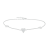 Thumbnail Image 1 of 0.065 CT. T.W. Diamond Heart Station Anklet in Sterling Silver – 10"