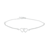 Thumbnail Image 0 of 0.04 CT. T.W. Diamond Interlocking Hearts Anklet in Sterling Silver – 10"