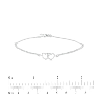 0.04 CT. T.W. Diamond Interlocking Hearts Anklet in Sterling Silver – 10"