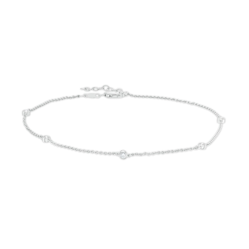 0.16 CT. T.W. Diamond Five Stone Station Anklet in 10K Gold – 10