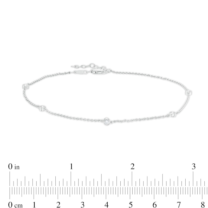 0.16 CT. T.W. Diamond Five Stone Station Anklet in 10K White Gold – 10"