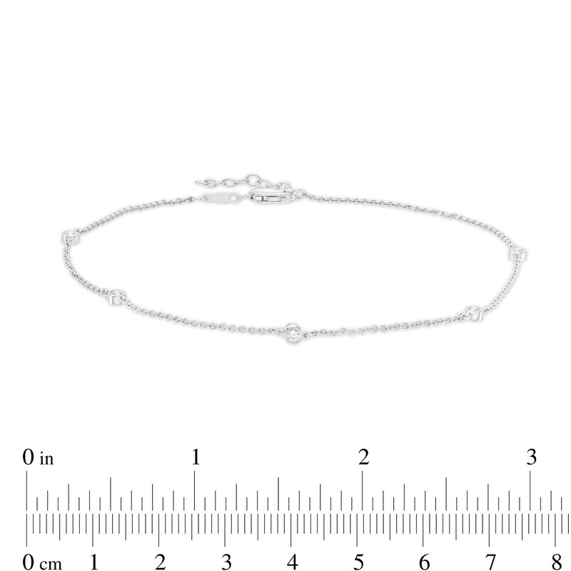 Main Image 4 of 0.16 CT. T.W. Diamond Five Stone Station Anklet in 10K White Gold – 10"
