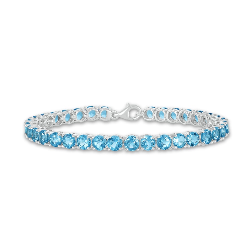 Main Image 2 of 5.0mm Swiss Blue Topaz Tennis Bracelet in Sterling Silver - 7.5"