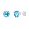 Thumbnail Image 0 of 7.0mm Swiss Blue Topaz Solitaire Stud Earrings in Sterling Silver