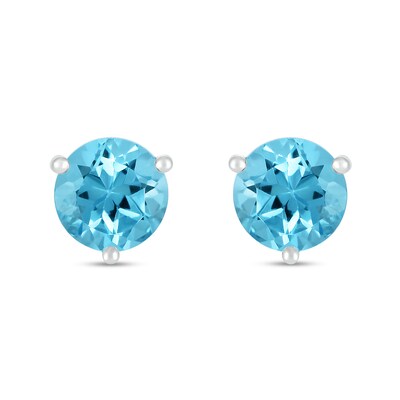 7.0mm Swiss Blue Topaz Solitaire Stud Earrings in Sterling Silver