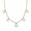 11.0-12.0mm South Sea Cultured Pearl Five Stone Dangle Station Necklace in 10K Gold-16"