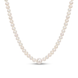 5.0-10.0mm Freshwater Cultured Pearl Station Endless Strand Necklace-100"
