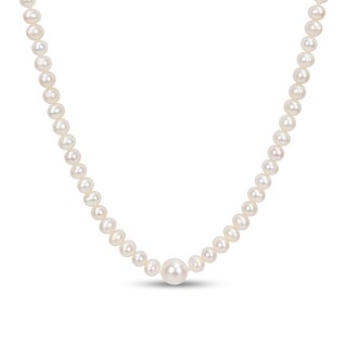 5.0-10.0mm Freshwater Cultured Pearl Station Endless Strand Necklace-100"