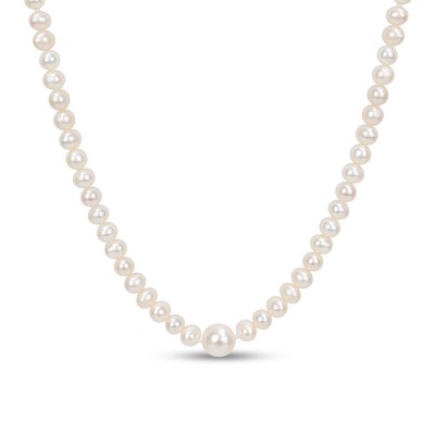 5.0-10.0mm Freshwater Cultured Pearl Station Endless Strand Necklace-100"
