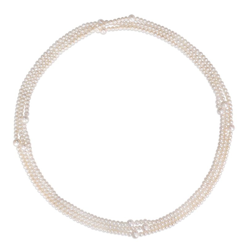 Main Image 3 of 5.0-10.0mm Freshwater Cultured Pearl Station Endless Strand Necklace-100"