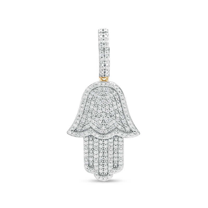 Main Image 1 of Men's 0.50 CT. T.W. Diamond Hamsa Necklace Charm in 10K Gold