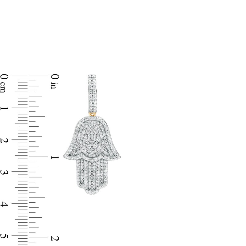 Main Image 2 of Men's 0.50 CT. T.W. Diamond Hamsa Necklace Charm in 10K Gold