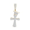Thumbnail Image 1 of Men's 0.50 CT. T.W. Diamond Flared Cross with Crown Necklace Charm in 10K Gold