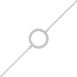 0.11 CT. T.W. Diamond Lined Circle Bracelet in 10K White Gold - 7.25"