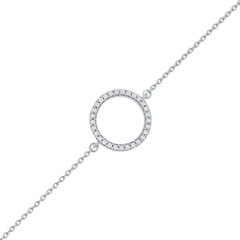 0.11 CT. T.W. Diamond Lined Circle Bracelet in 10K Gold